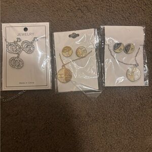 Elegant Silver and Gold Pendant Necklace Sets